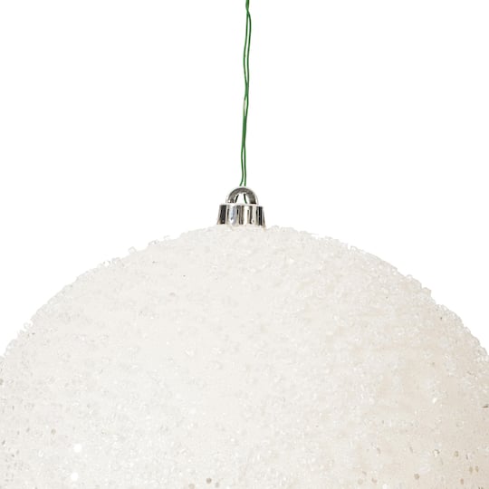 Vickerman 12" White Glitter Hail Ball Ornament